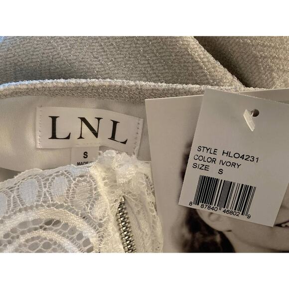 Love Nickie Lew Junior Glitter Knit Scallop Lace Back Dress Size Small Ivory NWT - Picture 5 of 7